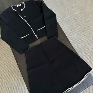 SANDRO Pearl embellished cardigan and skirt